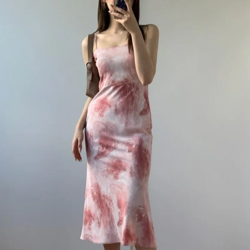 

women summer strap chiffon dress long slim black pink beach dresses 1920#