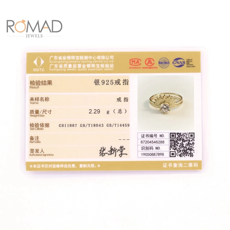 

ROMAD European And American New Zirconia Ring 925 Sterling Silver Sun Diamond Exquisite Wedding Ring Anillos Mujer