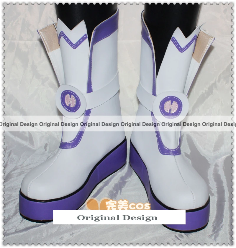 Синий Hyperdimension Neptunia IF Mk2 Nepgear Neptune Noire Uni Черный Фиолетовый Белый персонаж сердца Аниме Костюм для косплея обувь сапоги - Цвет: Синий