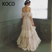 macdougal wedding dresses 2021 vintage off shoulder tulle beach party bride gown bohemia vestido de novia civil women skirt
