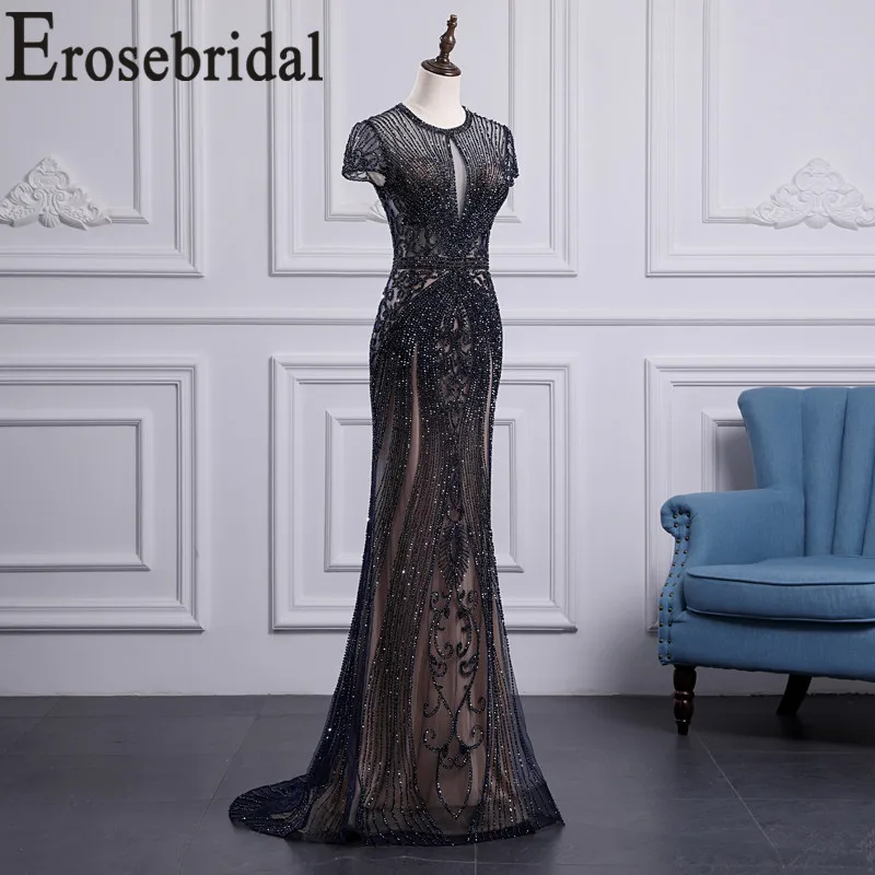Erosebridal, короткий рукав, Русалка, вечернее платье с бюстгальтером, элегантное, на молнии, сзади, длинное, официальное, женское, вечернее платье, платье для вечеринки