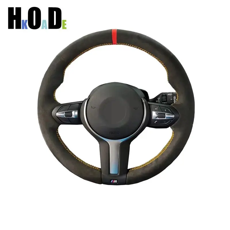 

Hand stitch Black Suede Steering Wheel Cover For BMW M2 F87 M3 F80 M4 F82 F83 M5 F10 M6 F06 F12 F13 X5 M F85 X6 M F86 2015-2019