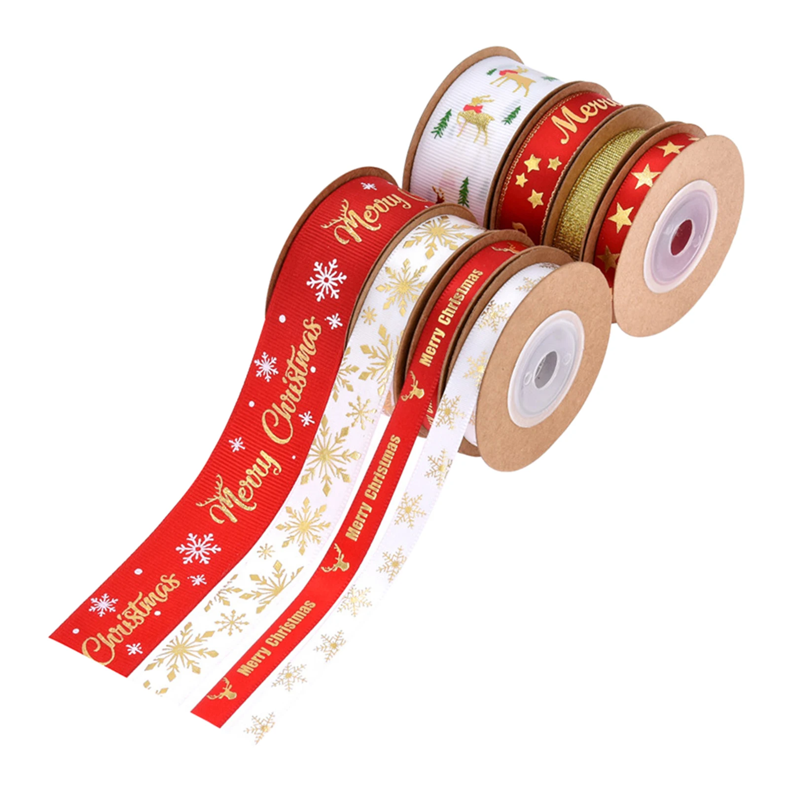 

8x / 5Yds Grosgrain Christmas Ribbon Stain Cut Party Gift Wrapping