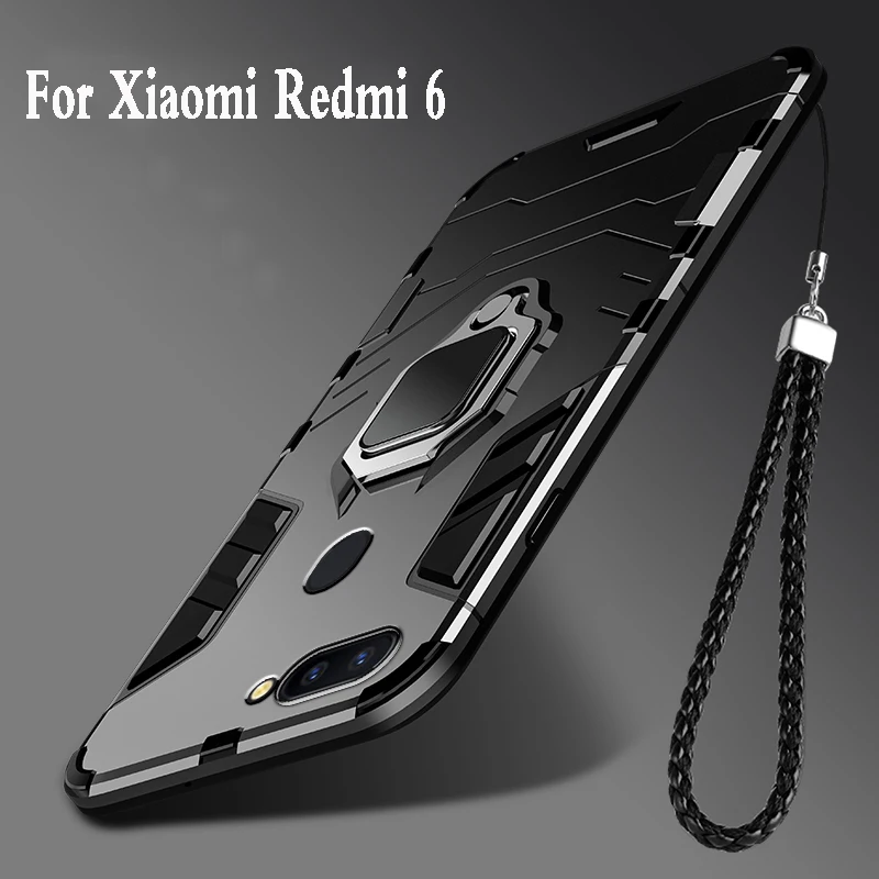Защитный чехол с кольцом для xiaomi redmi 6 силиконовый чехол-бампер телефона чехлы