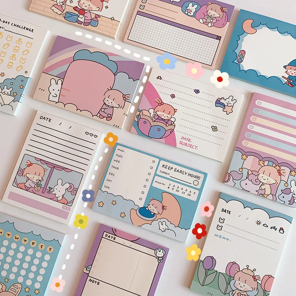 50 листов Kawaii блокноты для записей этикетки творческие милые заметки девочек