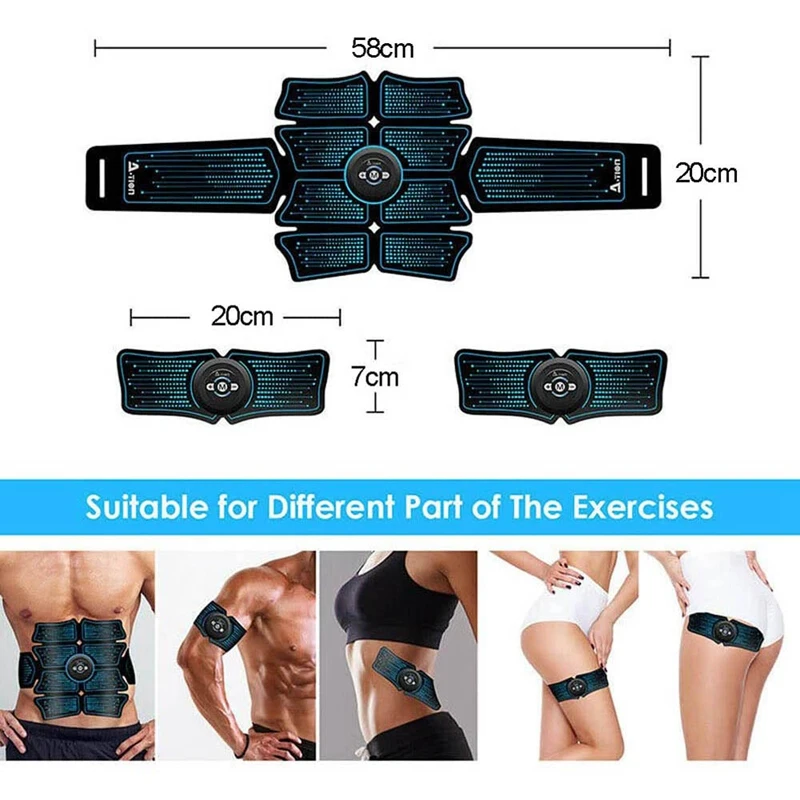 

Sports EMS Pads Machine Abdominal Trainer Muscle Stimulator Toner Fitness Training Gear Home Gym Belt 4 Levels