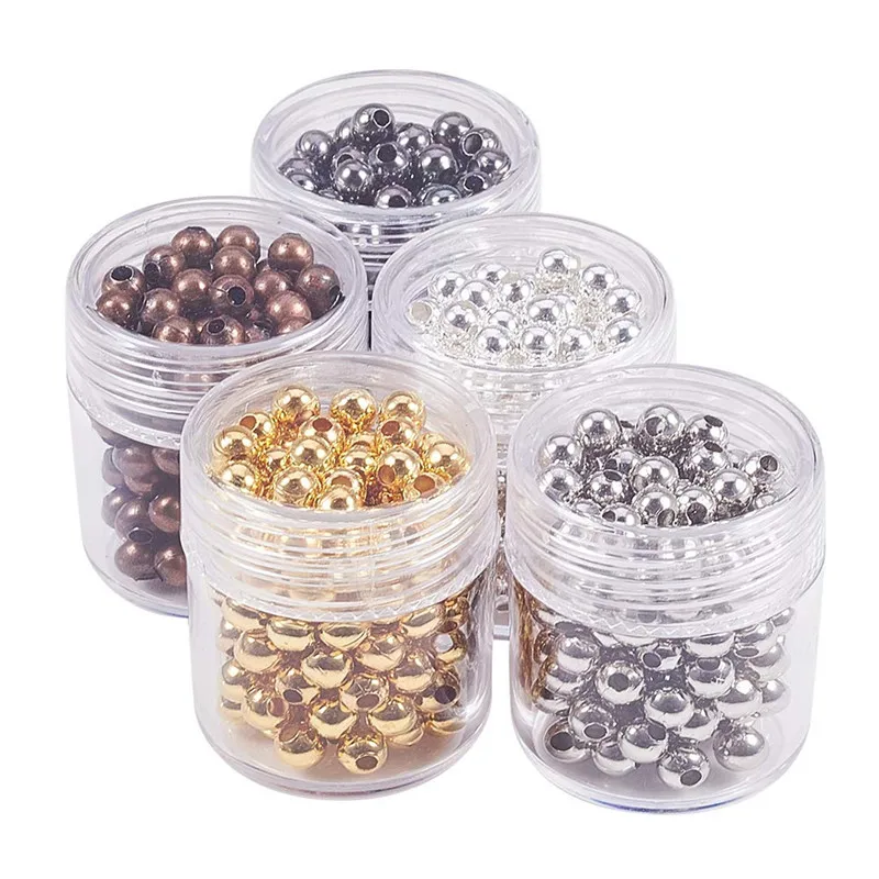 

5 Box 2/3.2/4mm 5 Color Iron Round Spacer Beads Smooth Tiny Metal Stardust Base Bead Spacers for Jewelry Making Findings F70