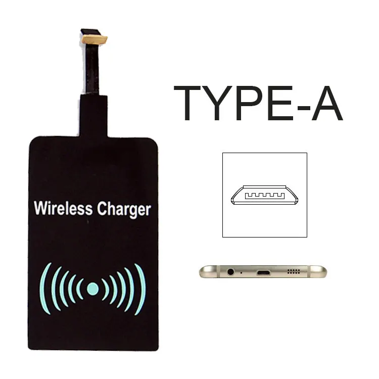 For Android Type A QI Беспроводное зарядное устройство приемник для iPhone 5 SE 5S 6 6plus для Xiaomi Pocophone F1 samsung type C зарядное устройство с ресивером Pad - Тип штекера: For Android Type A