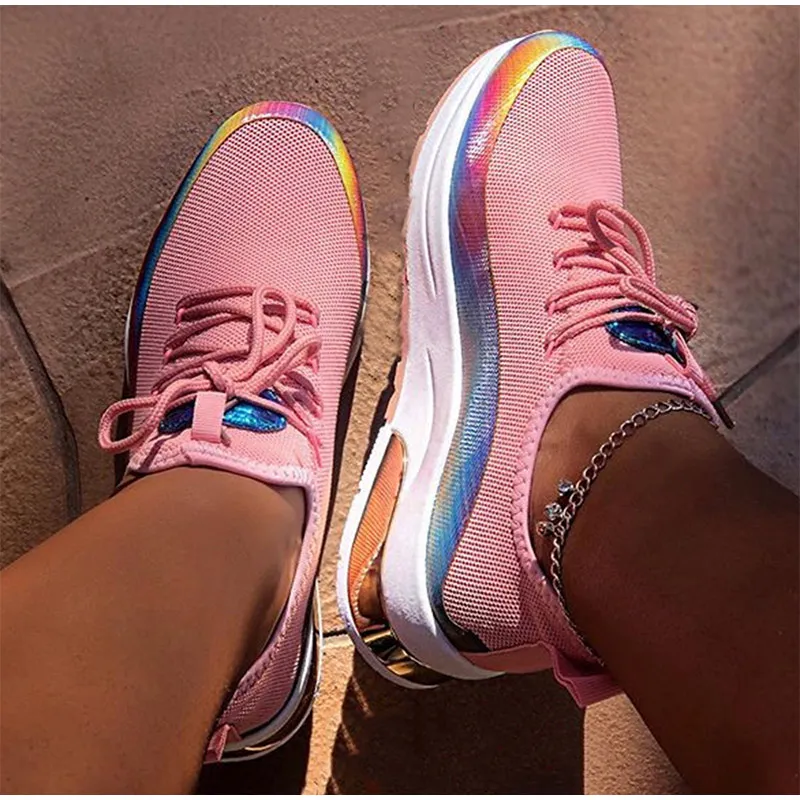 

Women Colorful Cool Sneaker Ladies Lace Up Vulcanized Shoes Casual Female Flat Comfort Walking Shoes Woman 2021 Fashion
