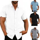 Рубашка мужская приталенная деловая с коротким рукавом, люксовая Повседневная Формальная сорочка, деловой Топ, Деловая блузка