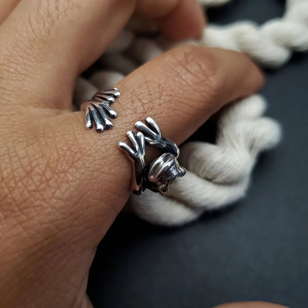 Винтажное богемное женское кольцо с лягушкой и резьбой в виде животного мужские