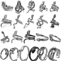 exaggerated snake cobra ring open adjustable punk black snake animal ring for women retro gothic finger jewelry accessories rock