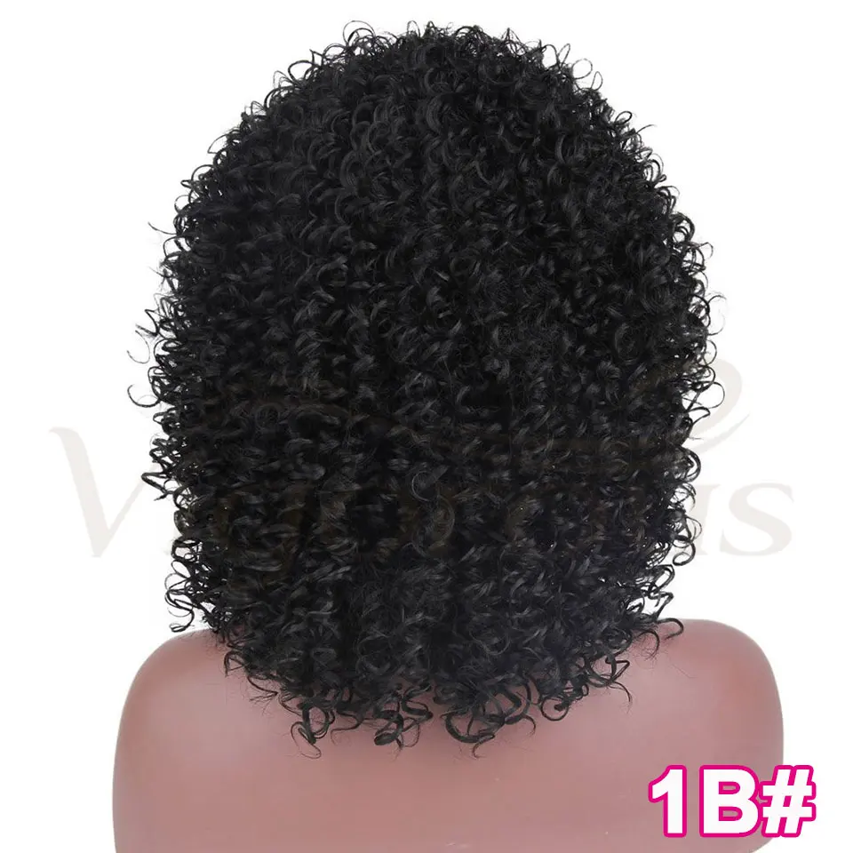 Vigorous Synthetic Wigs Short Afro Kinky Curly Ombre Pink Hair for Black Women 10Inches Wigs Natural Purple Heat Resistant Hair - Цвет: 1B