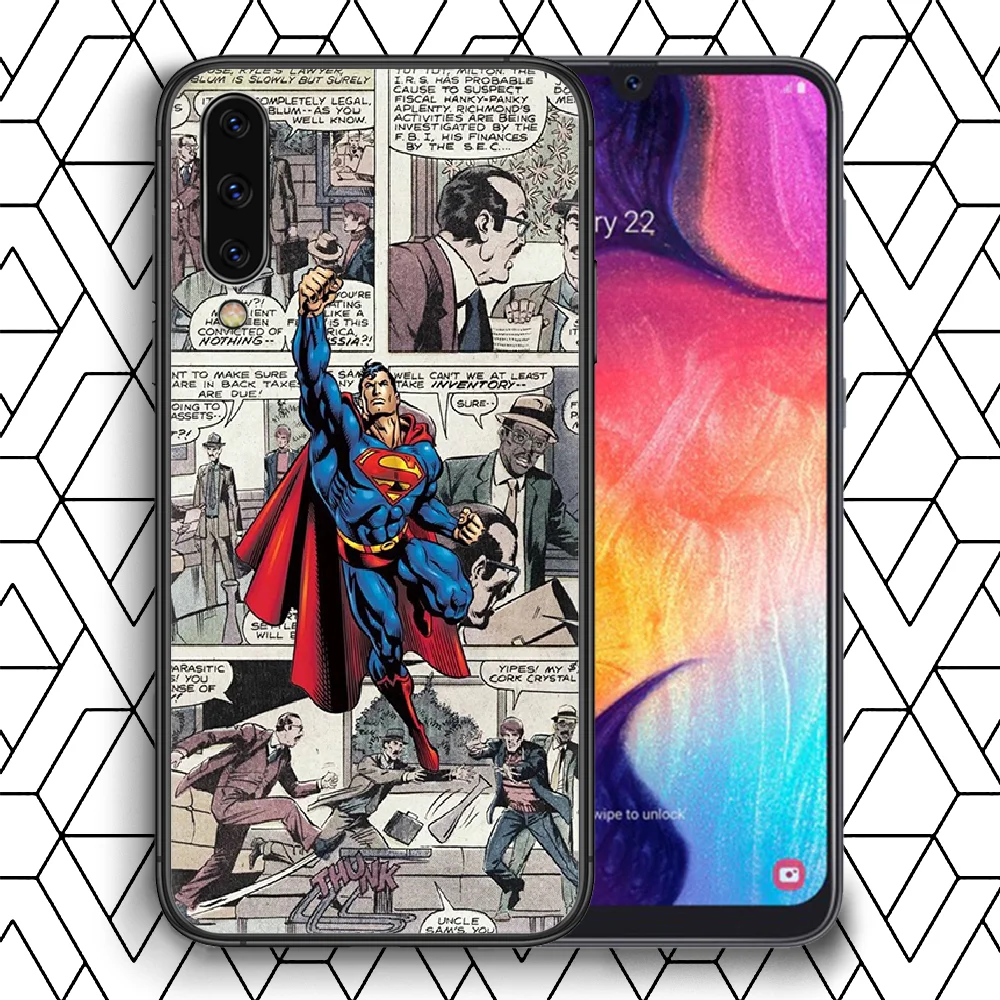 

Supermans Superhero Phone Case Cover For Samsung Galaxy A 8 10 11 20E 21 30 40 50 51 70 71 81 S black Funda Fashion Cover 3D
