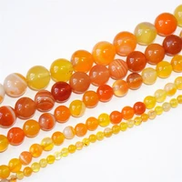 jewelry accessories natural round loose spacer orange stripe agate beads