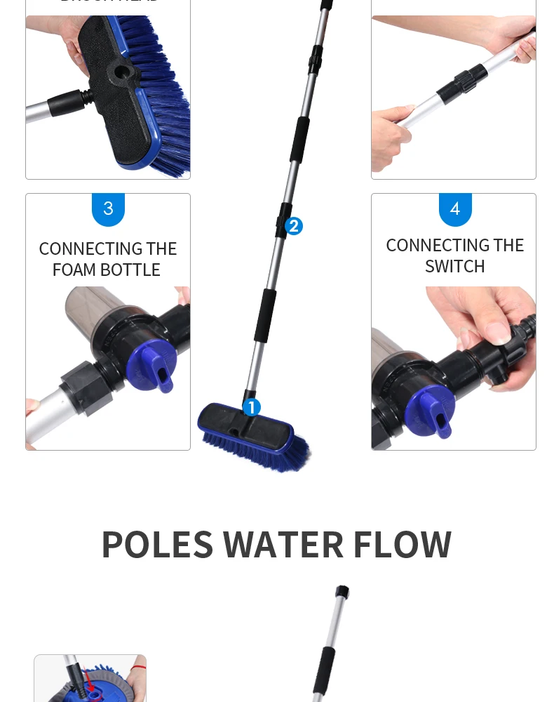 Car Wash Brush Cleaning Mop Chenille Broom Water Flow Windows Squeegee Telescoping Handle Foam Bottle Car Accessories Xammep