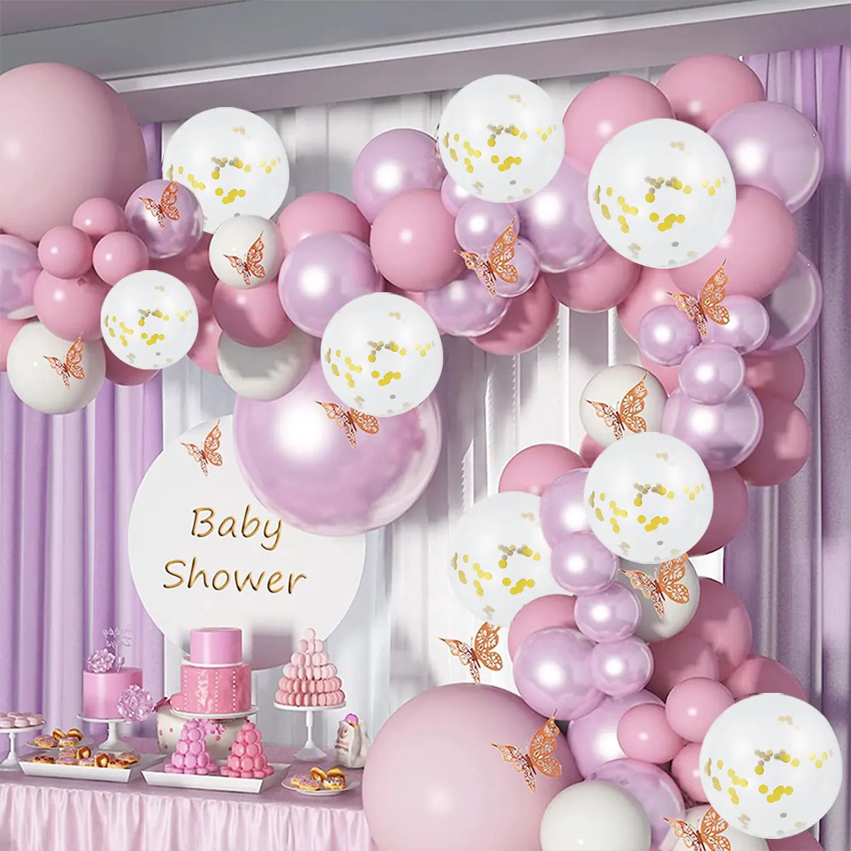 

155pcs Pink Purple Macaron Metal Balloon Garland Arch Wedding Birthday Balloons Decoration Party Balloons For Kids Baby Shower