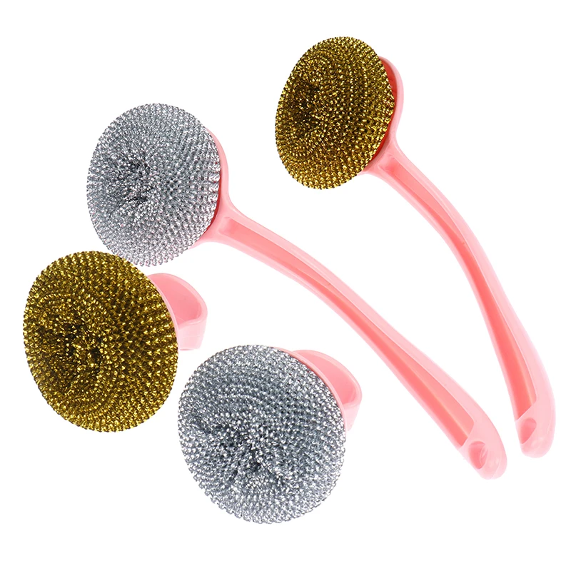 

Wire Ball Brush With Handle Pan Cleaning Brush Dish Handle Washing Brush
