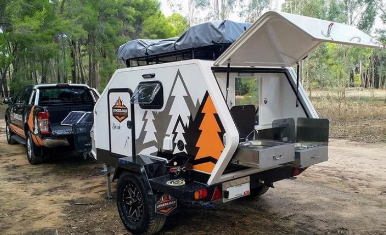 Customized Fiberglass Mini Off Road Teardrop Caravan Camper Trailer for sale with Integrated Fly above Canvas Roof | Бытовая техника
