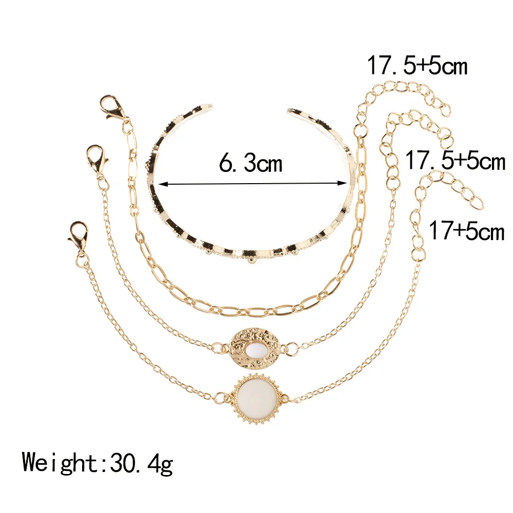 4 шт./компл. простые женские браслеты белый диск из бисера Овальный узор открытый