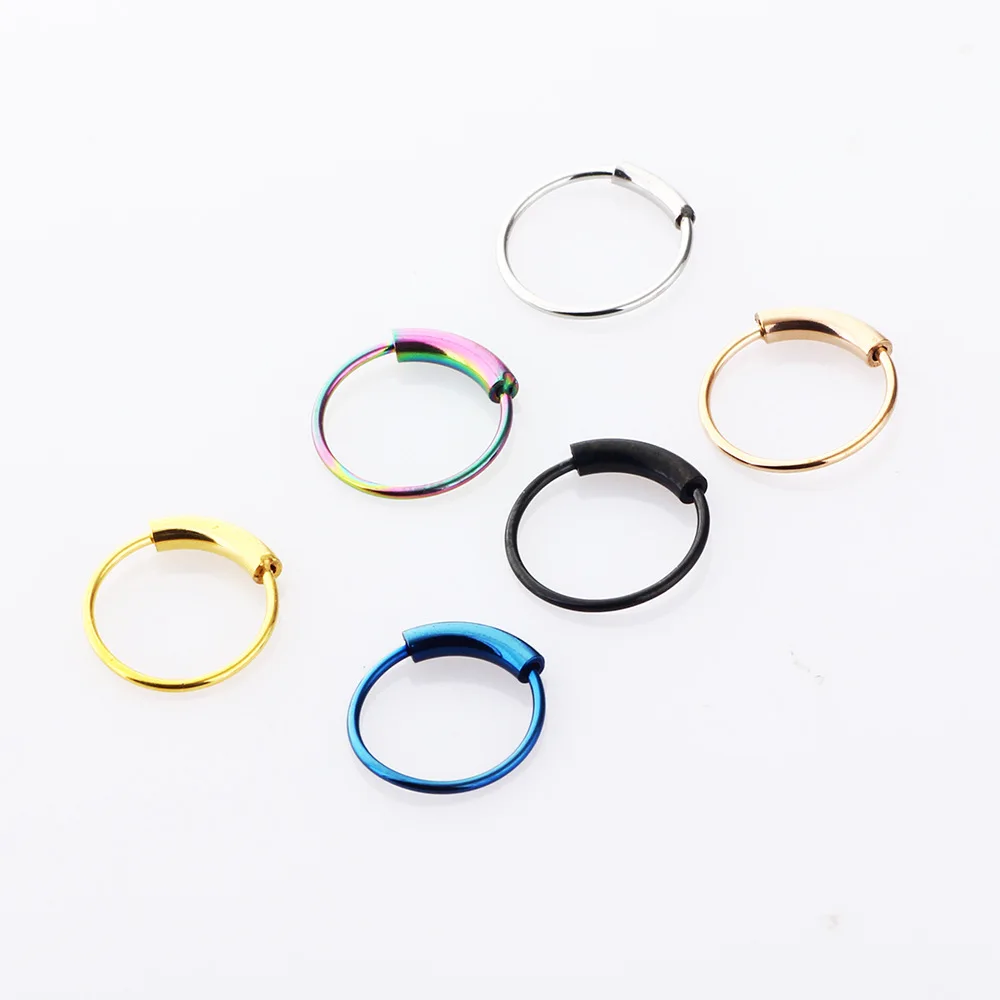 1pc 22g 6/8/10mm Steel Hinged Clicker circle ring Piercing Nose Ring Hoop Lip Ear Body Jewelry Clip Gift | Украшения и аксессуары