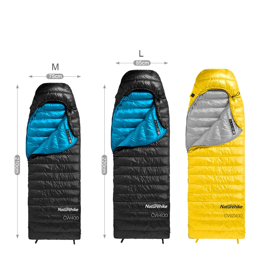 Спальный мешок Naturehike CW400 белый гусиный пух Сверхлегкий зимний теплый для