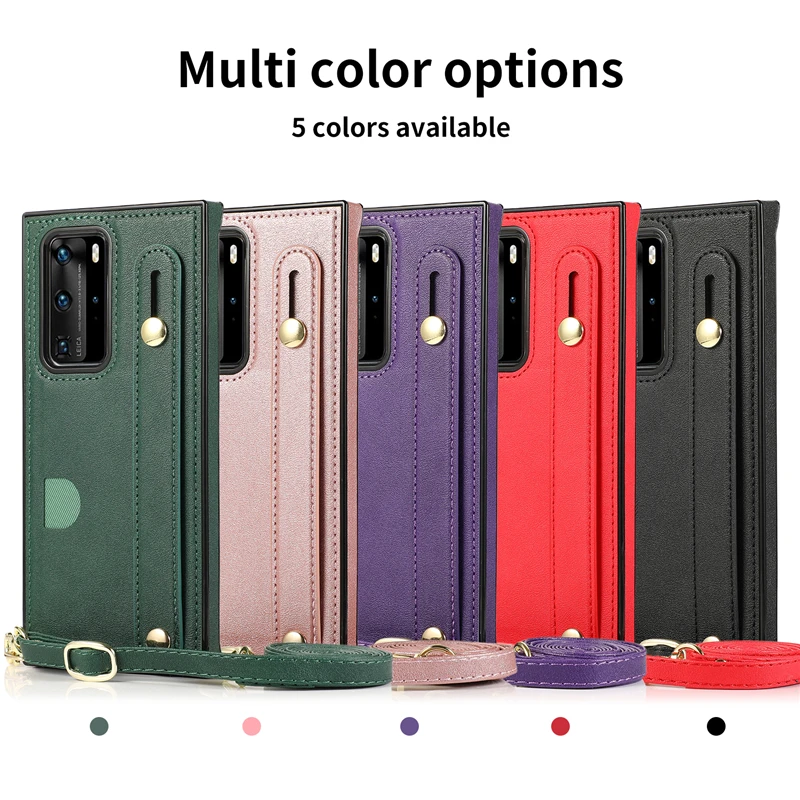 

Fashion Luxury Leather Case For Huawei Mate 40 30 20 P40 P30 Pro Plus Lite With Bracket Lanyard Shockproof Cover Coque Capa