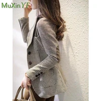 womens office casual suit jacket 2022 spring autumn new vintage midi slim suit coat female korean elegant simple blazers top
