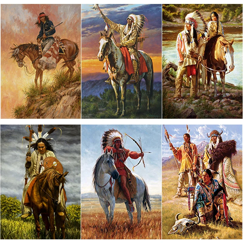 

New 5D DIY Diamond Painting Indians Diamond Embroidery Scenery Cross Stitch Full Square Round Drill Craft Home Decor Manual Gift