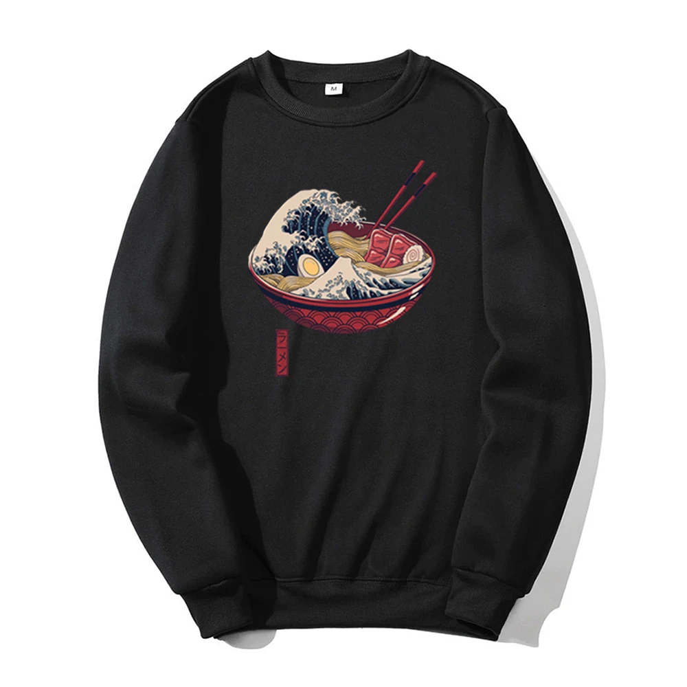 

Ramen Wave Vaporwave Anime Autumn Male Fleece Thick Hoodies Sweatshirts Simple Loose Streetwear Men's Fleece Hoody