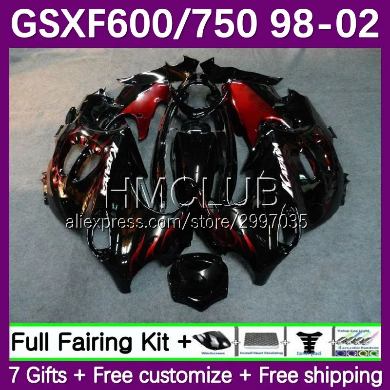 

Корпус для SUZUKI KATANA GSXF 600 750 GSXF600 9No.12 GSXF750 98 99 00 01 02 GSX600F 2003 2004 2005 2006 2007 Обтекатели с красным пламенем