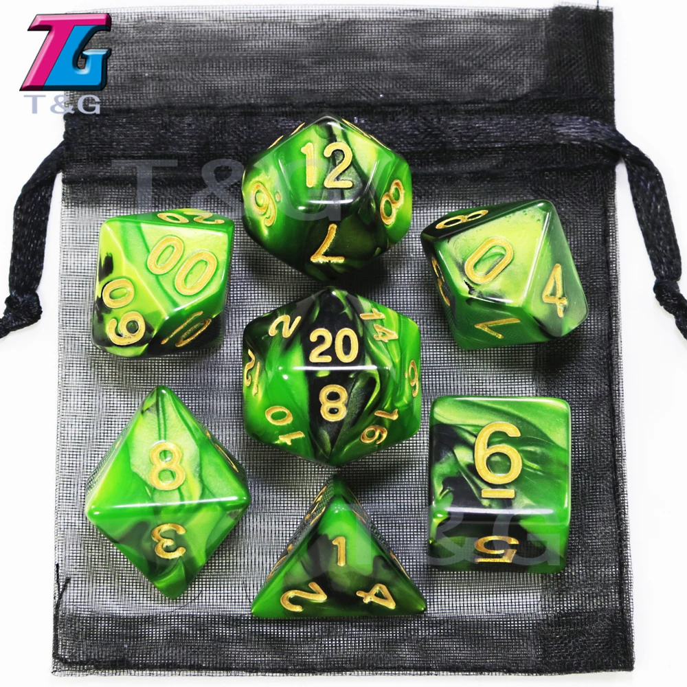 9 цветов микс игральные кости с мешком DND RPG портативные игрушки для взрослых детей пластиковые кубики специальный подарок подземелья драконы