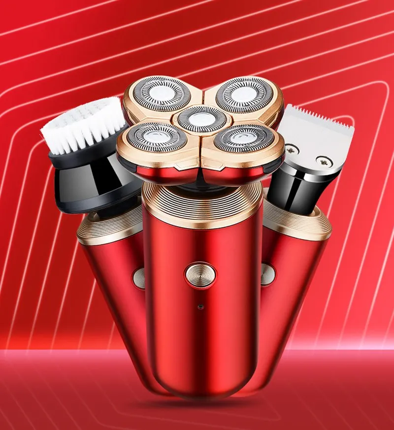 5 в 1 4D мужской перезаряжаемый электробритва с Лысой головкой плавающих головок