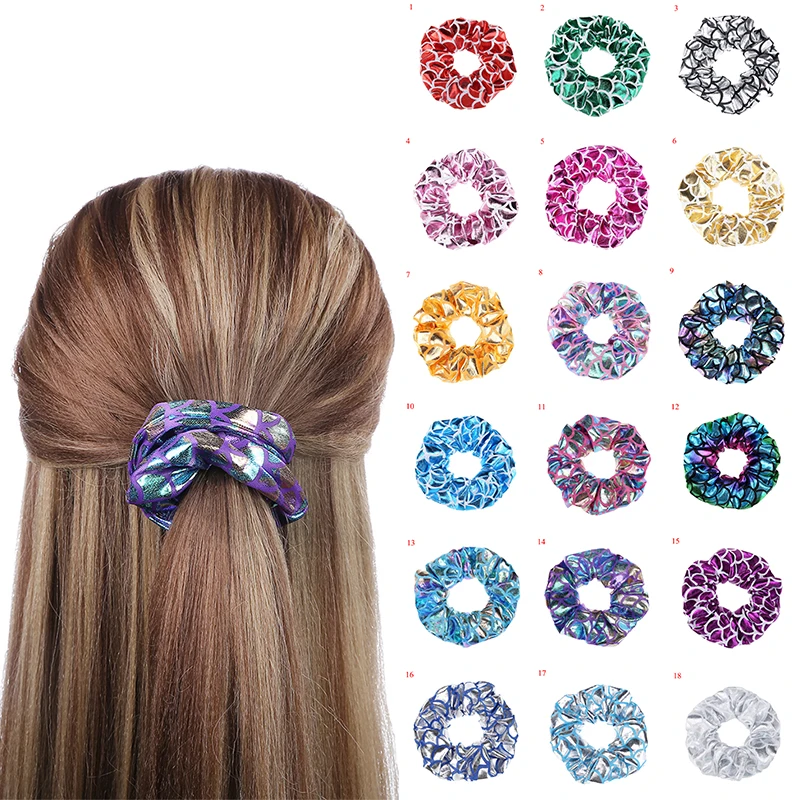 Резинки для волос с рисунком русалки женщин и девушек блестящие резинки