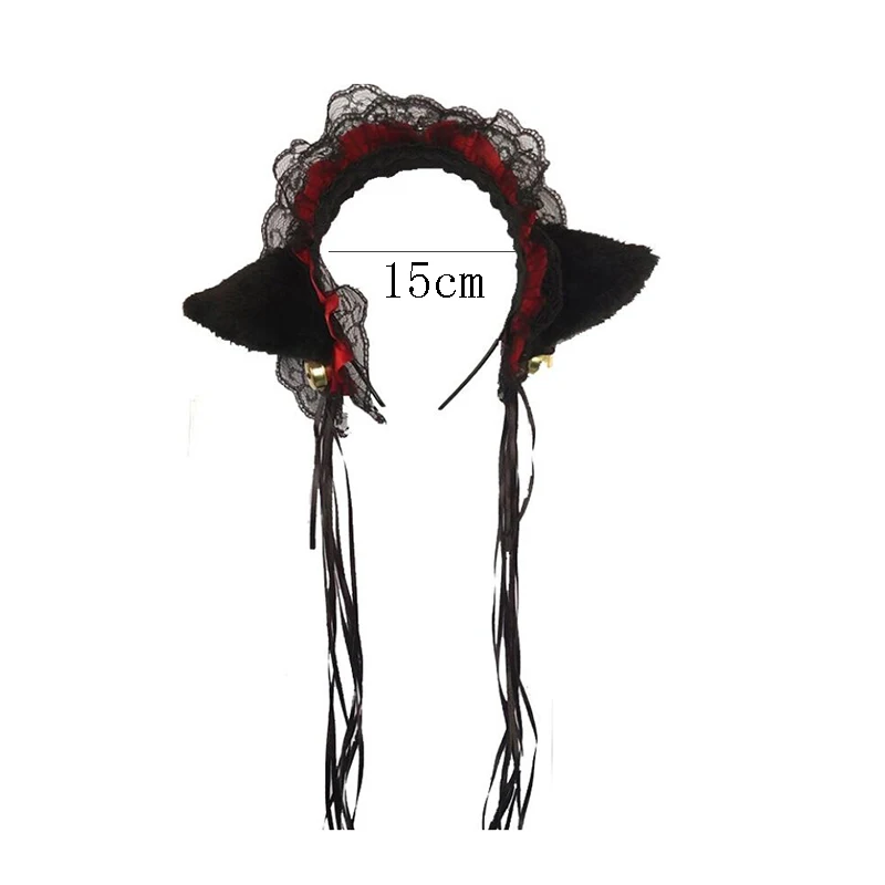 

New Masquerade Halloween Cute Fox Cat Ears Plush Headband Lolita Cosplay Party Costume Bow Tie Bell Girls Anime Hair Accessories