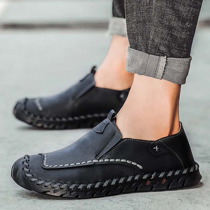 

Мокасины мужские на плоской подошве, брендовые удобные туфли, лоферы, без застежки, повседневная обувь ручной работы, весна-осень