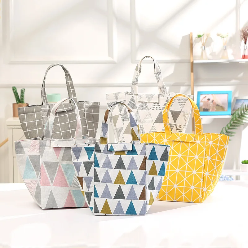 

New Cartoon Thermal Insulation Cotton Linen Bag Portable Insulated Bag Outdoor Hand Carry Lunch Bag Thermal Insulation Lunch Box