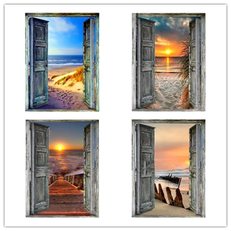 

5D Full Diamond DIY Diamond Painting Outside the Door Landscape Crafts Christmas Ornaments Mosaic Diamond Painting Gift