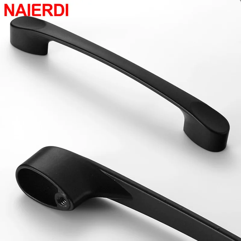 Черные ручки шкафа NAIERDI длинная ручка для мебели кухонный шкаф в американском