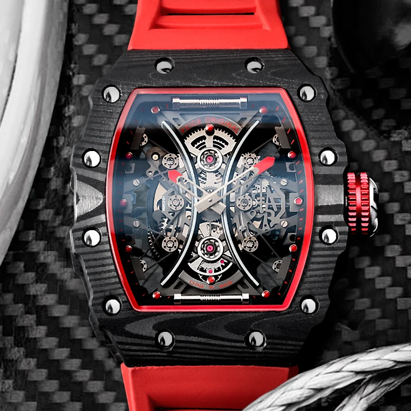 

FEICE Skeleton Watch Mechanical Fashion Business Automatic Wristwatch Sport Waterproof Watch for Men Relogio Masculino