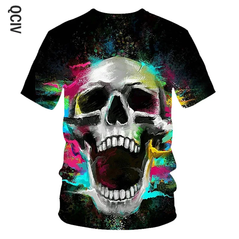 Детская футболка с черепом в стиле хип хоп психоделическим скелетом рубашки панк