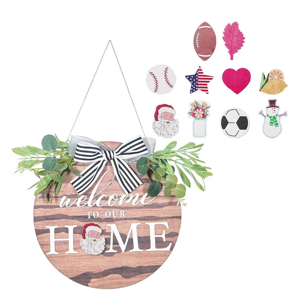 

1 Set Wooden Doorplate Door Ornament Hanging Decor for Home (Colorful)