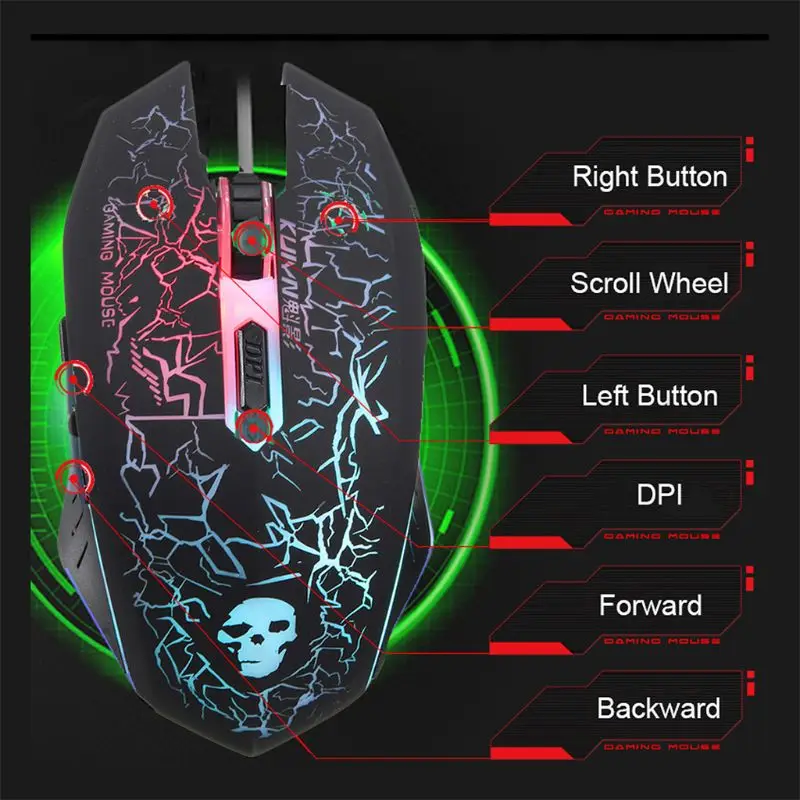 

1Set T6 Rainbow LED Backlit Multimedia Ergonomic USB Wired Gaming Keyboard Wired Mouse and Mouse Pad for PC Laptop Gamers