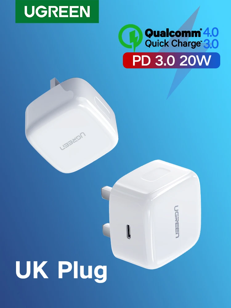 UGREEN Quick Charge 4 0 3 QC UK PD зарядное устройство 20 Вт QC4.0 QC3.0 USB Type C быстрое для iPhone 11 X Xs 8