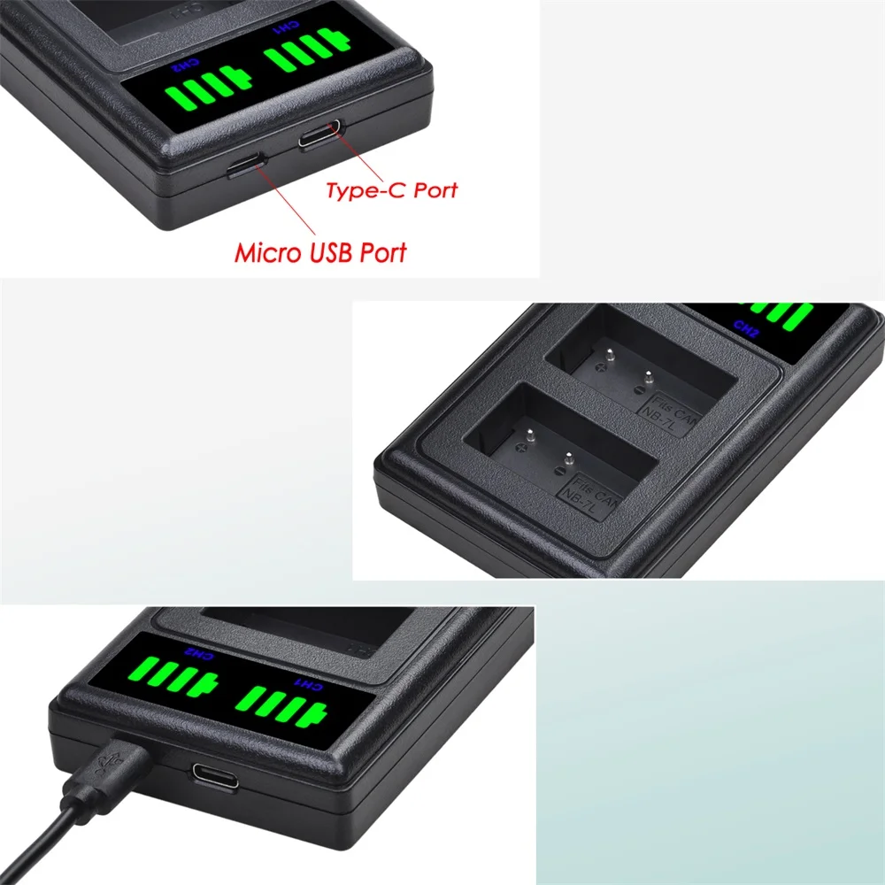3 шт. NB 7L NB7L 1800mAh батареи + светодиодный USB двойное зарядное устройство с портом