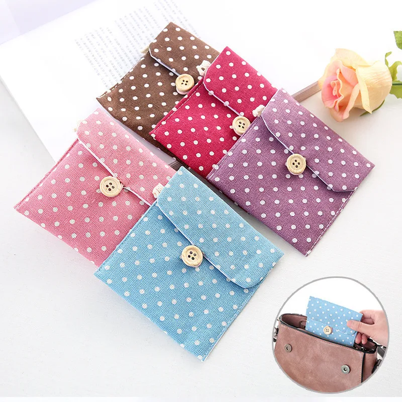 

5pcs Sanitary Napkin Storage Bag Small And Portable Cute Girl's Heart In Menstrual Period Carry On Box Outdoor Travel Coin Purse