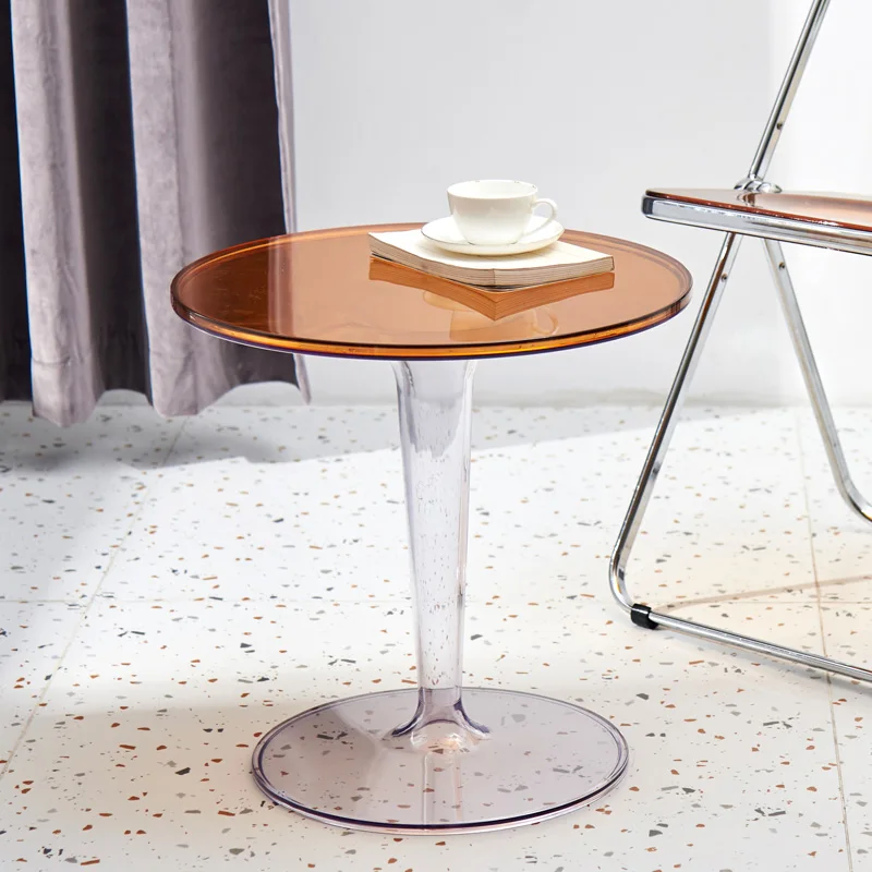 Круглые журнальные столики прозрачный коричневый зеркальный прикроватный
