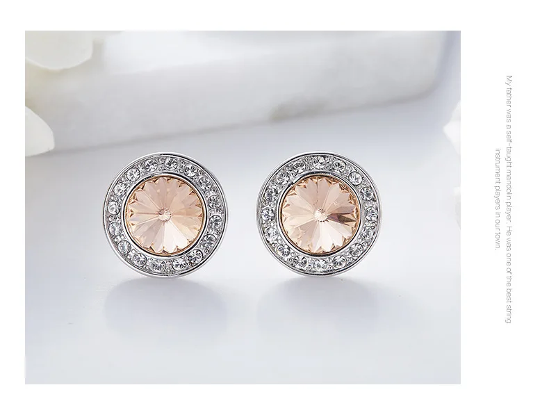 BOSCEN серьги, украшенные кристаллами Swarovski, для женщин, девочек, подарок на день рождения, красочные круглые, хорошее ювелирное изделие, корейский стиль