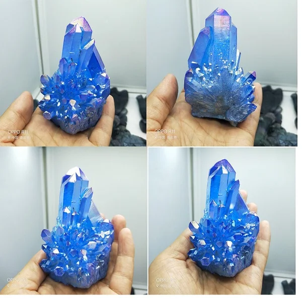 191g Phantom Blue натуральный Титан с покрытием Рок Кварцевый кластер Geode Druzy Кварцевый Минеральный Sampl - Цвет: 191g