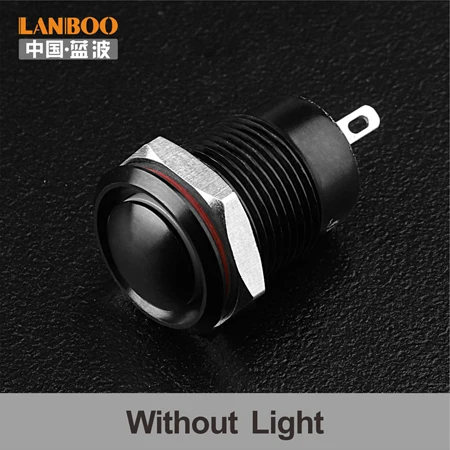 Without LED LANBOO черный корпус цвет головы 12 мм водонепроницаемый миниатюрный кнопочный переключатель с лампой 12V24V220V - Цвет: Without LED